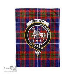 Plaid Blanket Trotter Clan Crest Badge Tartan Blanket Scottish Plaid Throw Blanket Tartan Plaid Fleece Blanket