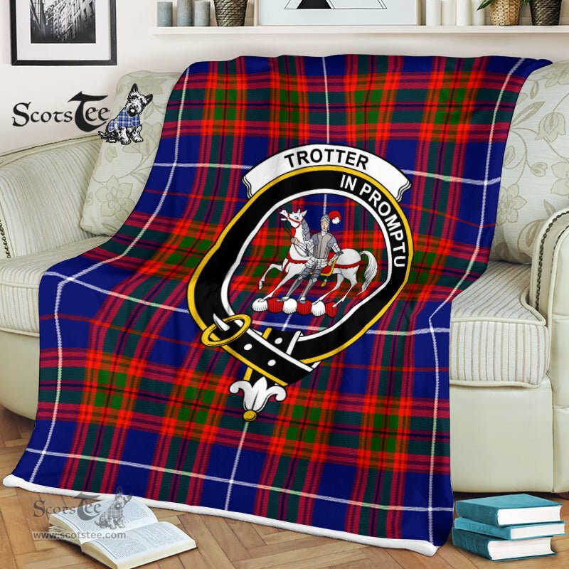 Plaid Blanket Trotter Clan Crest Badge Tartan Blanket Scottish Plaid Throw Blanket Tartan Plaid Fleece Blanket