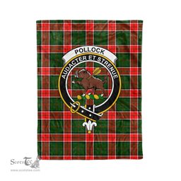 Plaid Blanket Pollock Clan Crest Badge Tartan Blanket Scottish Plaid Throw Blanket Tartan Plaid Fleece Blanket