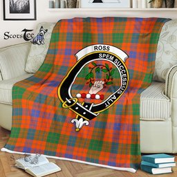 Plaid Blanket Ross Ancient Clan Crest Badge Tartan Blanket Scottish Plaid Throw Blanket Tartan Plaid Fleece Blanket