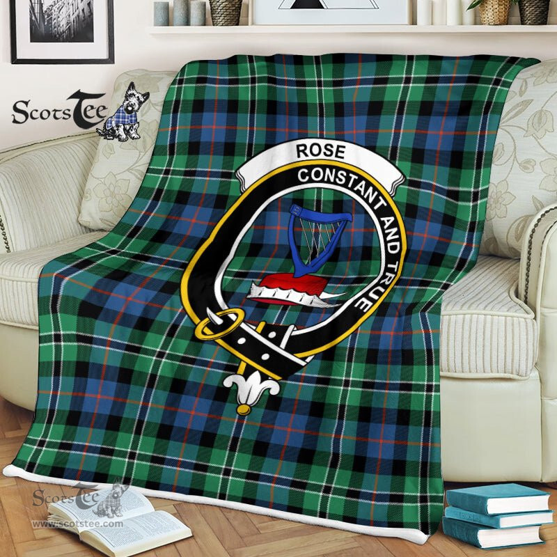 Plaid Blanket Rose Hunting Ancient Clan Crest Badge Tartan Blanket Scottish Plaid Throw Blanket Tartan Plaid Fleece Blanket