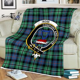 Plaid Blanket Rose Hunting Ancient Clan Crest Badge Tartan Blanket Scottish Plaid Throw Blanket Tartan Plaid Fleece Blanket