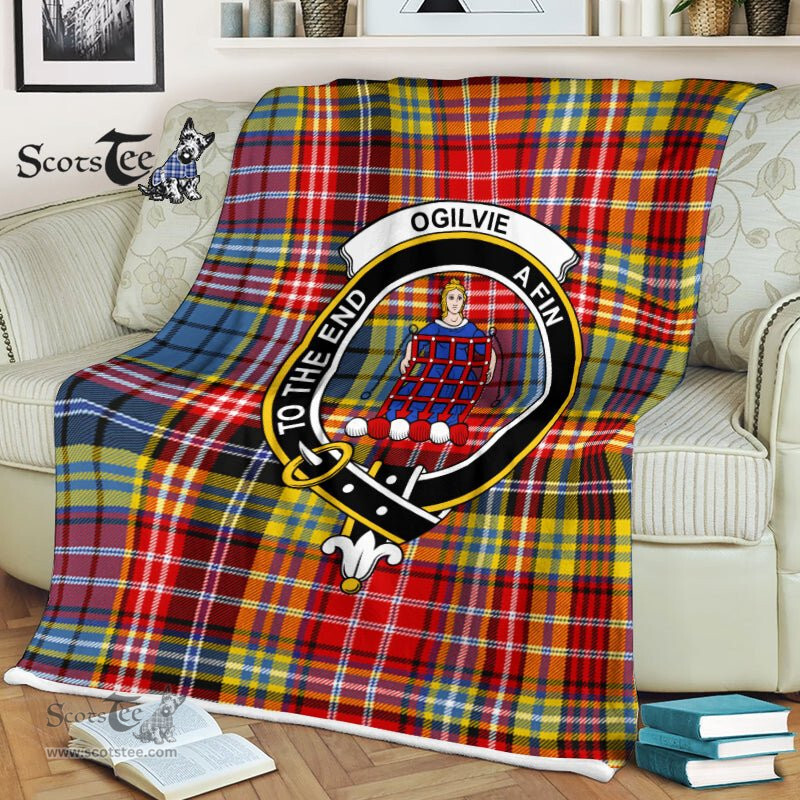 Plaid Blanket Ogilvie Of Airlie Ancient Clan Crest Badge Tartan Blanket Scottish Plaid Throw Blanket Tartan Plaid Fleece Blanket