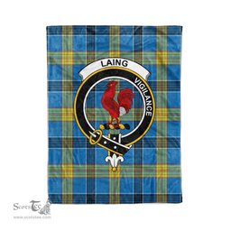 Plaid Blanket Laing Clan Crest Badge Tartan Blanket Scottish Plaid Throw Blanket Tartan Plaid Fleece Blanket