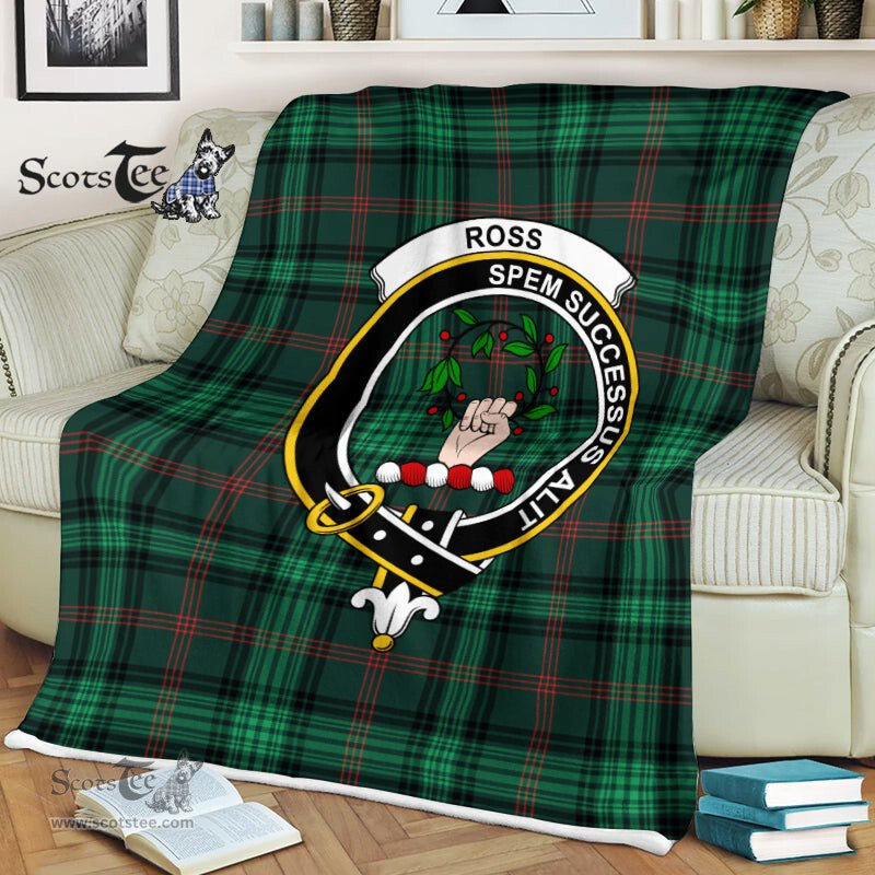 Plaid Blanket Ross Hunting Modern Clan Crest Badge Tartan Blanket Scottish Plaid Throw Blanket Tartan Plaid Fleece Blanket