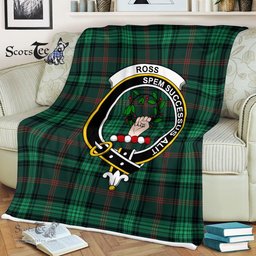 Plaid Blanket Ross Hunting Modern Clan Crest Badge Tartan Blanket Scottish Plaid Throw Blanket Tartan Plaid Fleece Blanket