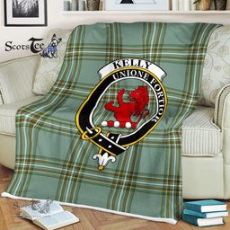 Plaid Blanket Kelly Clan Crest Badge Tartan Blanket Scottish Green Plaid Throw Blanket Tartan Plaid Fleece Blanket