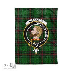 Plaid Blanket Kirkcaldy Clan Crest Badge Tartan Blanket Scottish Green Plaid Throw Blanket Tartan Plaid Fleece Blanket