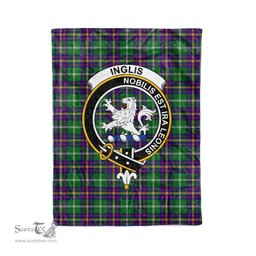Plaid Blanket Inglis Clan Crest Badge Tartan Blanket Scottish Green Plaid Throw Blanket Tartan Plaid Fleece Blanket