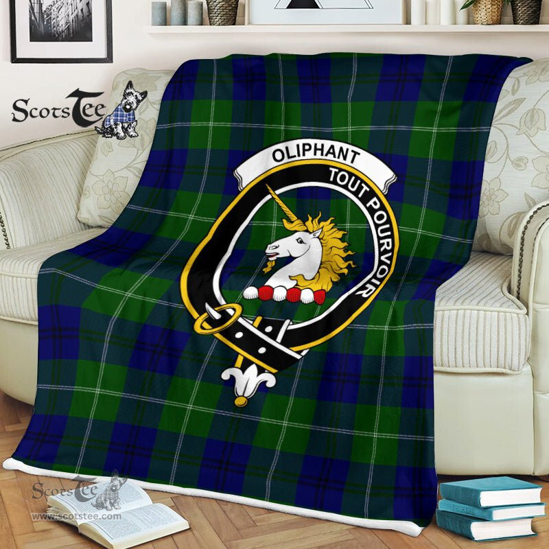 Plaid Blanket Oliphant Modern Clan Crest Badge Tartan Blanket Scottish Plaid Throw Blanket Tartan Plaid Fleece Blanket
