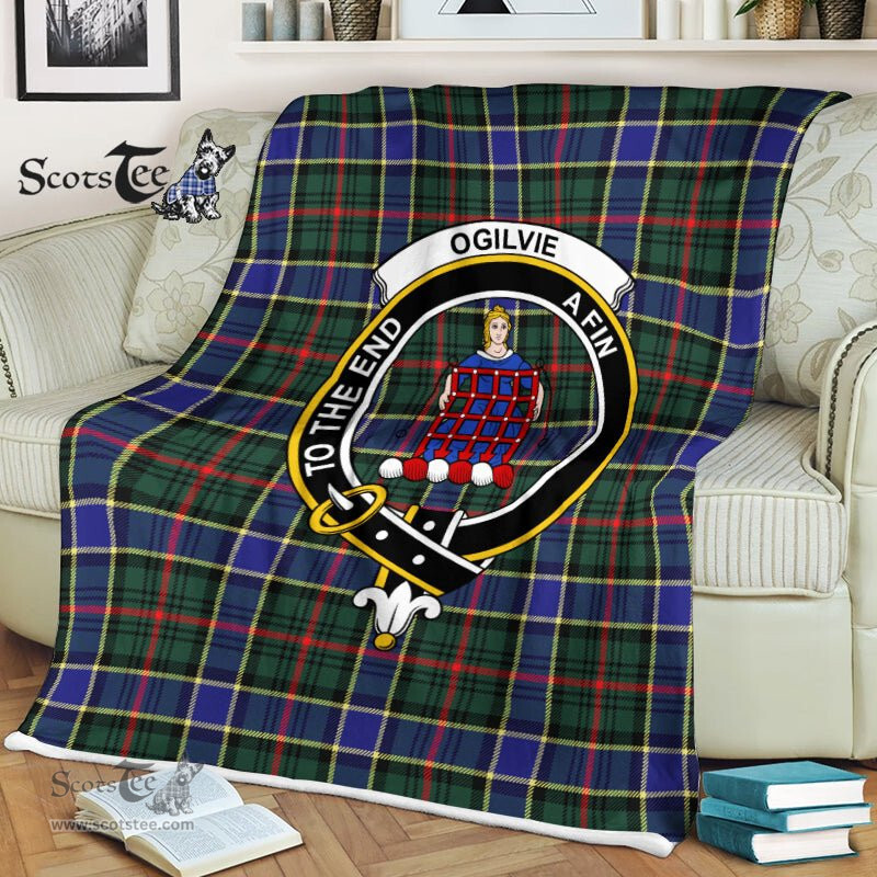 Plaid Blanket Ogilvie Hunting Modern Clan Crest Badge Tartan Blanket Scottish Plaid Throw Blanket Tartan Plaid Fleece Blanket