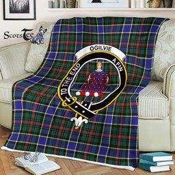 Plaid Blanket Ogilvie Hunting Modern Clan Crest Badge Tartan Blanket Scottish Plaid Throw Blanket Tartan Plaid Fleece Blanket