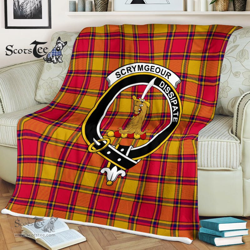 Plaid Blanket Scrymgeour Clan Crest Badge Tartan Blanket Scottish Plaid Throw Blanket Tartan Plaid Fleece Blanket