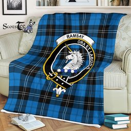 Plaid Blanket Ramsay Blue Ancient Clan Crest Badge Tartan Blanket Scottish Plaid Throw Blanket Tartan Plaid Fleece Blanket