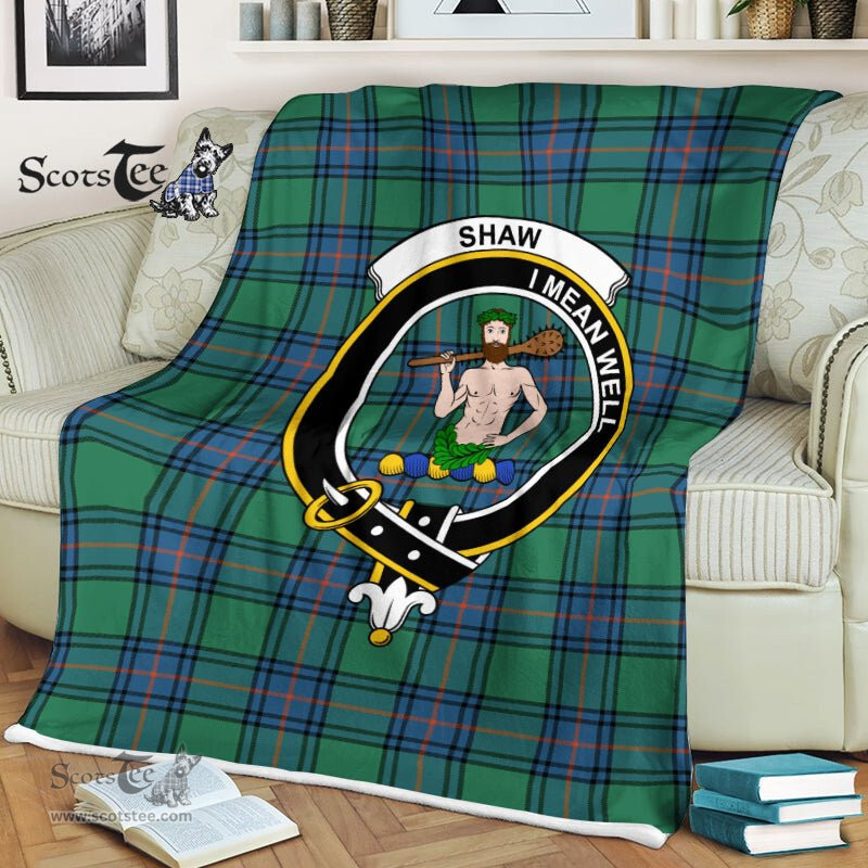 Plaid Blanket Shaw Of Sauchie Ancient Clan Crest Badge Tartan Blanket Scottish Plaid Throw Blanket - Scotstee Shop