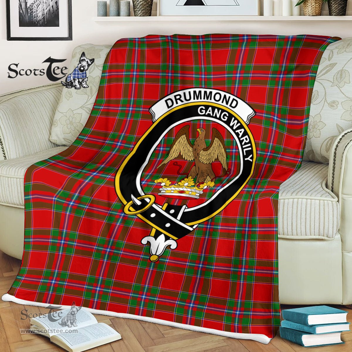 Plaid Blanket Drummond Of Perth Clan Crest Badge Tartan Blanket Scottish Green Plaid Throw Blanket Tartan Plaid Fleece Blanket