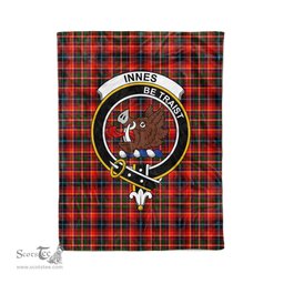 Plaid Blanket Innes Modern Clan Crest Badge Tartan Blanket Scottish Green Plaid Throw Blanket Tartan Plaid Fleece Blanket