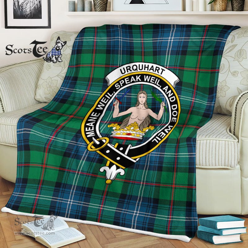 Plaid Blanket Urquhart Ancient Clan Crest Badge Tartan Blanket Scottish Plaid Throw Blanket Tartan Plaid Fleece Blanket