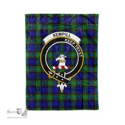 Plaid Blanket Sempill Clan Crest Badge Tartan Blanket Scottish Plaid Throw Blanket Tartan Plaid Fleece Blanket