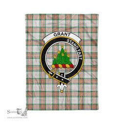 Plaid Blanket Grant Of Auchnarrow Clan Crest Badge Tartan Blanket Scottish Green Plaid Throw Blanket - Scotstee Shop