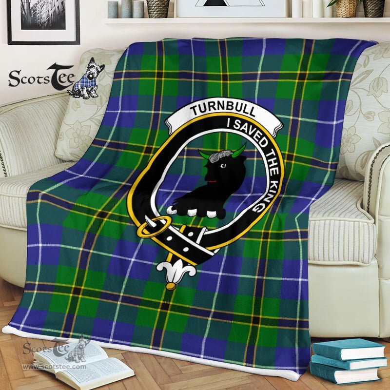 Plaid Blanket Turnbull Hunting Clan Crest Badge Tartan Blanket Scottish Plaid Throw Blanket Tartan Plaid Fleece Blanket