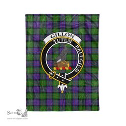 Plaid Blanket Gillon Clan Crest Badge Tartan Blanket Scottish Green Plaid Throw Blanket Tartan Plaid Fleece Blanket