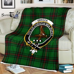 Plaid Blanket Orrock Clan Crest Badge Tartan Blanket Scottish Plaid Throw Blanket Tartan Plaid Fleece Blanket
