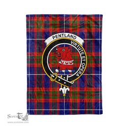 Plaid Blanket Pentland Clan Crest Badge Tartan Blanket Scottish Plaid Throw Blanket Tartan Plaid Fleece Blanket