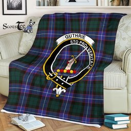 Plaid Blanket Guthrie Modern Clan Crest Badge Tartan Blanket Scottish Green Plaid Throw Blanket Tartan Plaid Fleece Blanket