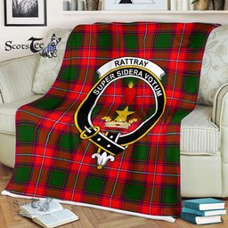 Plaid Blanket Rattray Ancient Clan Crest Badge Tartan Blanket Scottish Plaid Throw Blanket Tartan Plaid Fleece Blanket