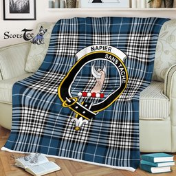 Plaid Blanket Napier Modern Clan Crest Badge Tartan Blanket Scottish Green Plaid Throw Blanket Tartan Plaid Fleece Blanket