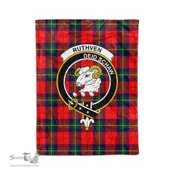 Plaid Blanket Ruthven Clan Crest Badge Tartan Blanket Scottish Plaid Throw Blanket Tartan Plaid Fleece Blanket