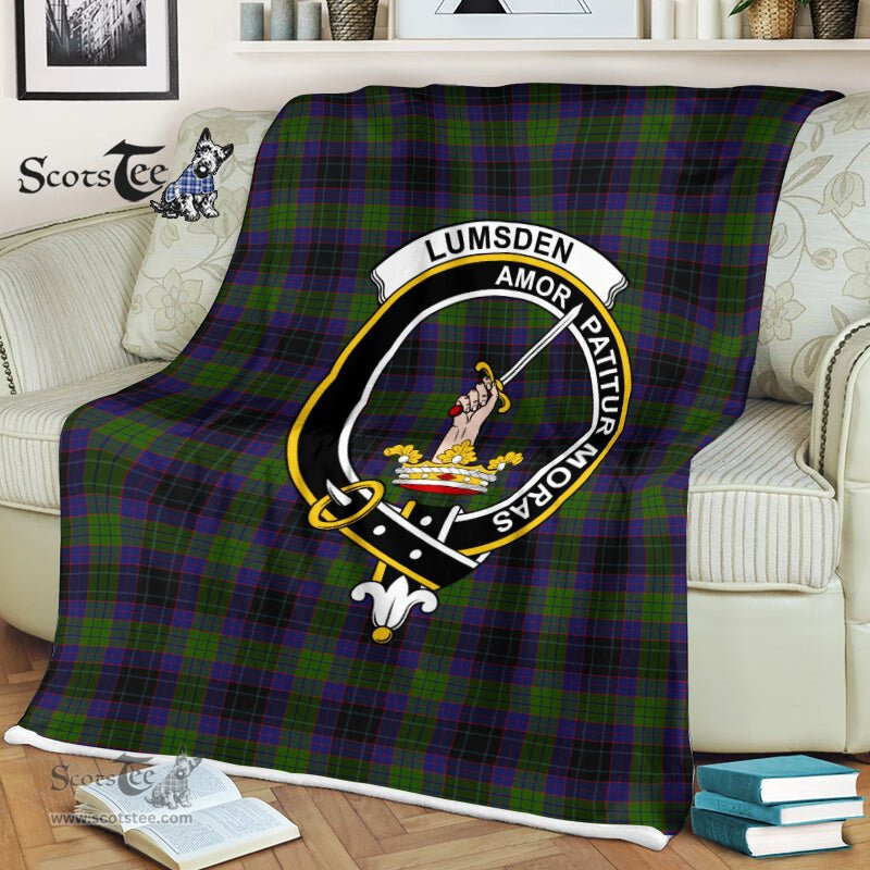 Plaid Blanket Lumsden Hunting Clan Crest Badge Tartan Blanket Scottish Plaid Throw Blanket Tartan Plaid Fleece Blanket
