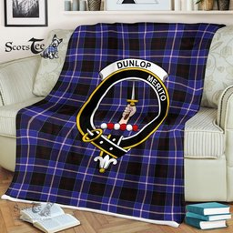 Plaid Blanket Dunlop Clan Crest Badge Tartan Blanket Scottish Green Plaid Throw Blanket Tartan Plaid Fleece Blanket