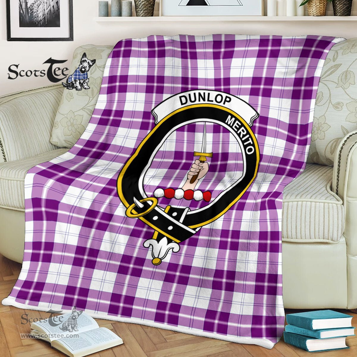 Plaid Blanket Dunlop Dress Clan Crest Badge Tartan Blanket Scottish Green Plaid Throw Blanket Tartan Plaid Fleece Blanket