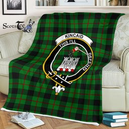 Plaid Blanket Kincaid Clan Crest Badge Tartan Blanket Scottish Green Plaid Throw Blanket Tartan Plaid Fleece Blanket