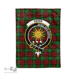 Plaid Blanket Kerr Clan Crest Badge Tartan Blanket Scottish Green Plaid Throw Blanket Tartan Plaid Fleece Blanket