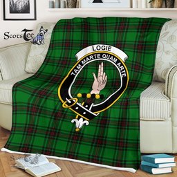 Plaid Blanket Logie Clan Crest Badge Tartan Blanket Scottish Plaid Throw Blanket Tartan Plaid Fleece Blanket