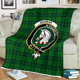 Plaid Blanket Dunbar Hunting Clan Crest Badge Tartan Blanket Scottish Green Plaid Throw Blanket Tartan Plaid Fleece Blanket