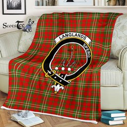 Plaid Blanket Langlands Clan Crest Badge Tartan Blanket Scottish Plaid Throw Blanket Tartan Plaid Fleece Blanket