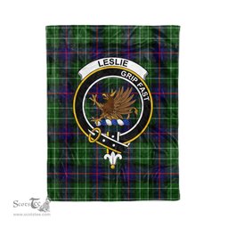 Plaid Blanket Leslie Hunting Clan Crest Badge Tartan Blanket Scottish Plaid Throw Blanket Tartan Plaid Fleece Blanket