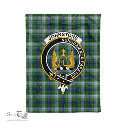 Plaid Blanket Johnston Dress Clan Crest Badge Tartan Blanket Scottish Green Plaid Throw Blanket Tartan Plaid Fleece Blanket