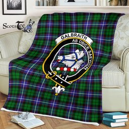 Plaid Blanket Galbraith Clan Crest Badge Tartan Blanket Scottish Green Plaid Throw Blanket Tartan Plaid Fleece Blanket