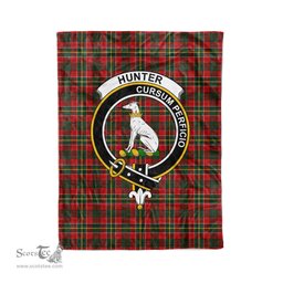 Plaid Blanket Hunter USA Clan Crest Badge Tartan Blanket Scottish Green Plaid Throw Blanket Tartan Plaid Fleece Blanket