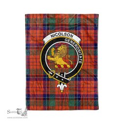 Plaid Blanket Nicolson Ancient Clan Crest Badge Tartan Blanket Scottish Green Plaid Throw Blanket Tartan Plaid Fleece Blanket