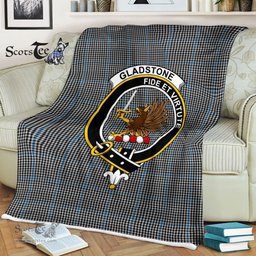 Plaid Blanket Gladstone Hunting Clan Crest Badge Tartan Blanket Scottish Green Plaid Throw Blanket Tartan Plaid Fleece Blanket