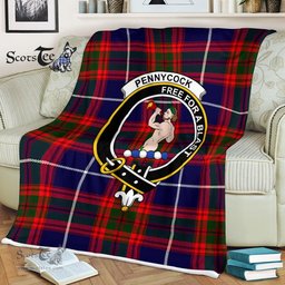 Plaid Blanket Pennycook Clan Crest Badge Tartan Blanket Scottish Plaid Throw Blanket Tartan Plaid Fleece Blanket