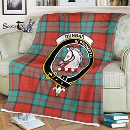 Plaid Blanket Dunbar Ancient Clan Crest Badge Tartan Blanket Scottish Green Plaid Throw Blanket Tartan Plaid Fleece Blanket