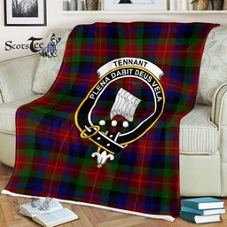 Plaid Blanket Tennant Clan Crest Badge Tartan Blanket Scottish Plaid Throw Blanket Tartan Plaid Fleece Blanket