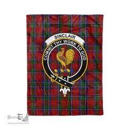 Plaid Blanket Sinclair Clan Crest Badge Tartan Blanket Scottish Plaid Throw Blanket Tartan Plaid Fleece Blanket